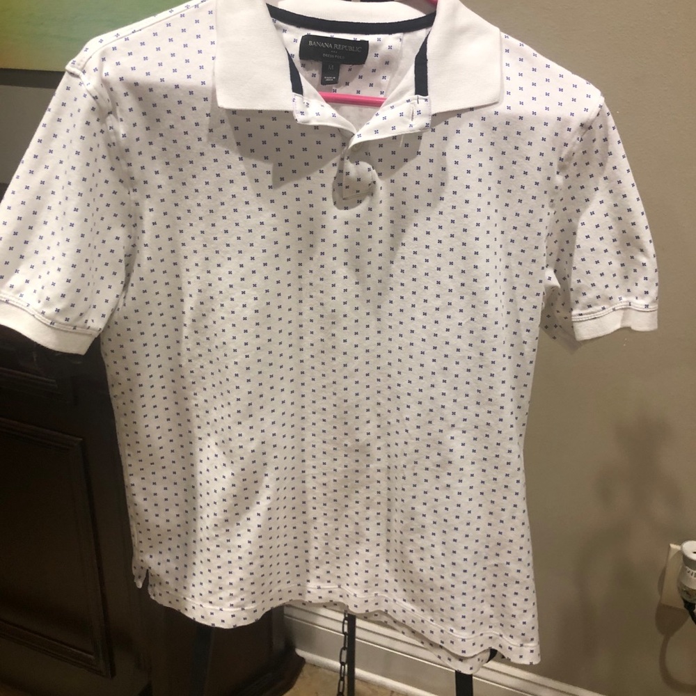 Banana republic white/blue dress polo